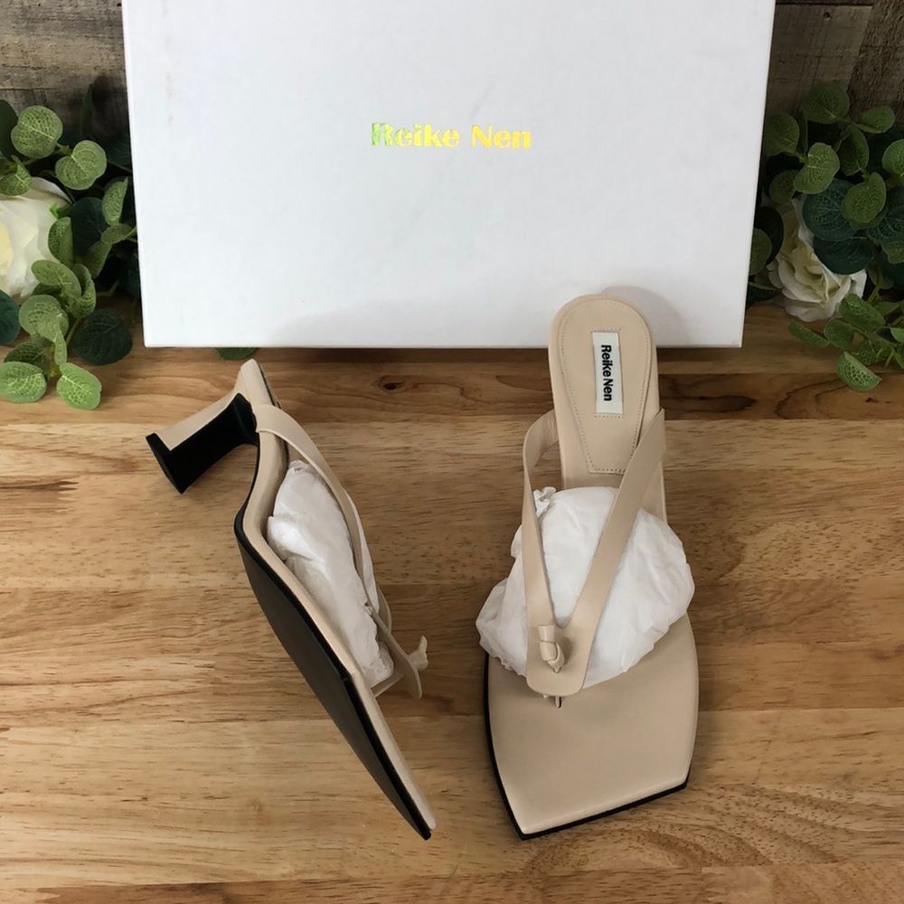 Reike Nen Beige Square-Toe Thong Sandals